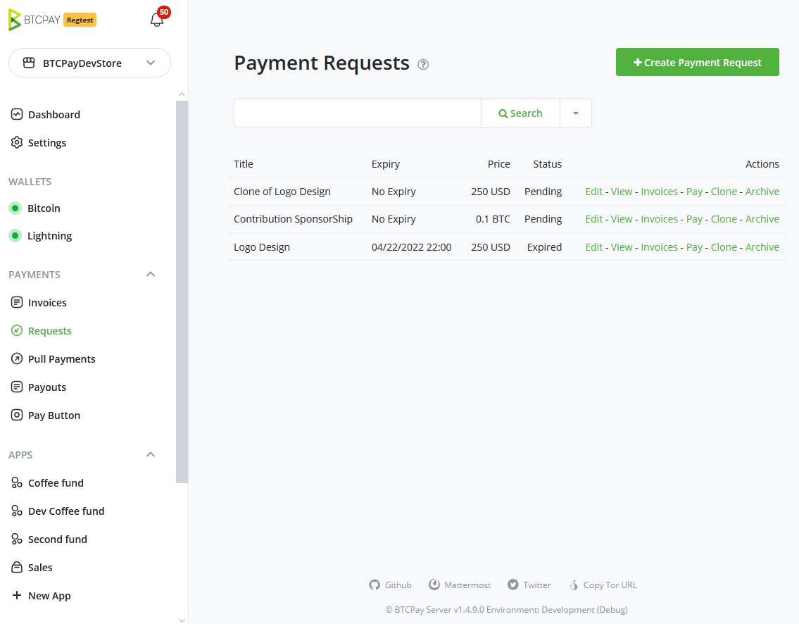 Create Payment Request