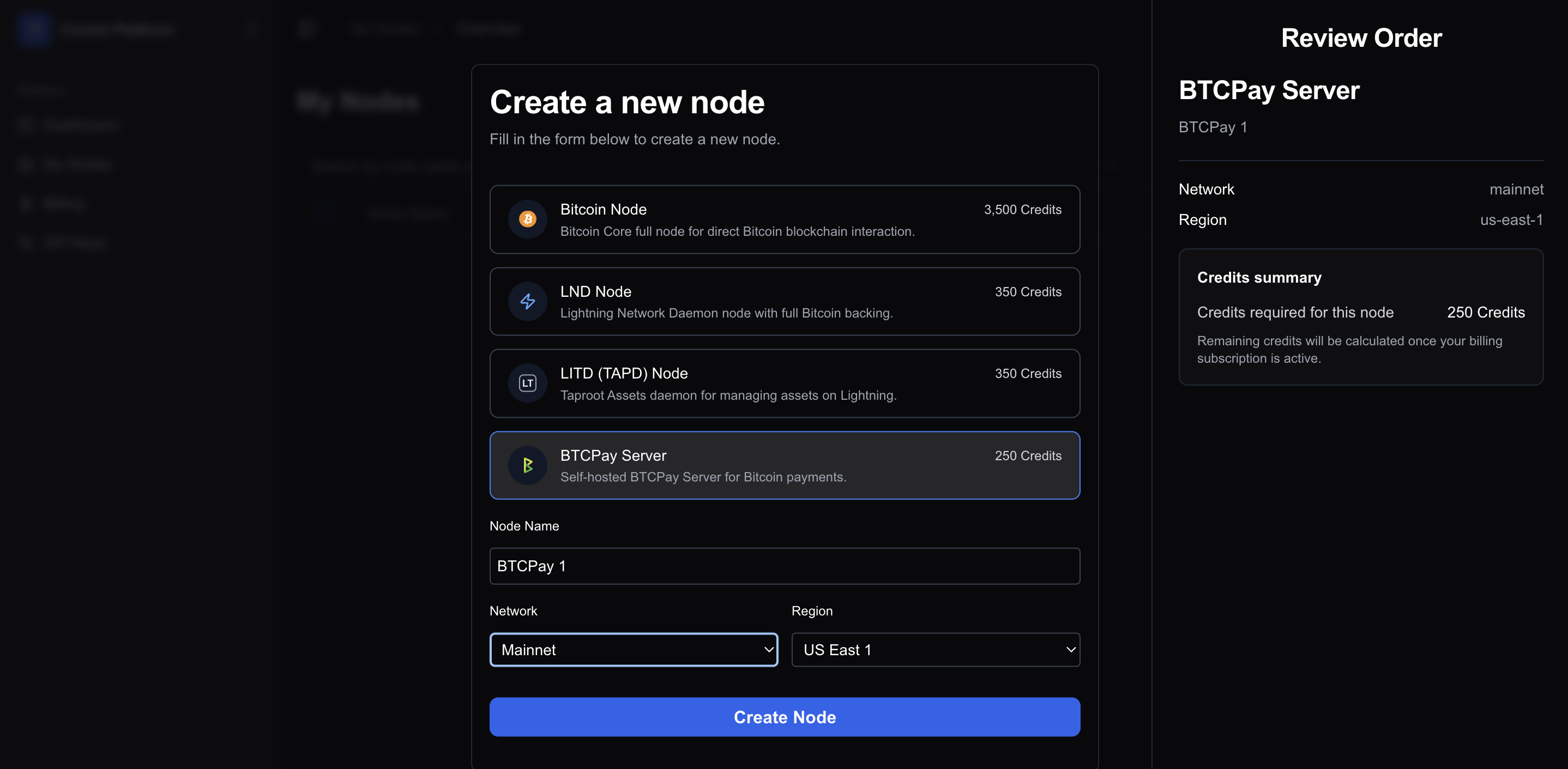 Create a Comet Cash BTCPay Server node