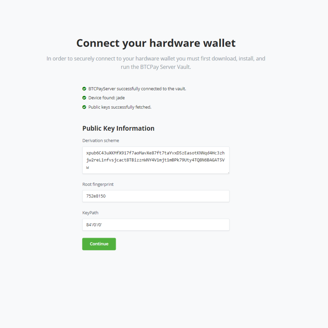 BTCPay Server Vault configuration