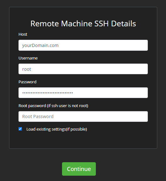 Provide SSH Details