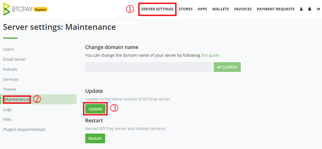 Updating BTCPay Server