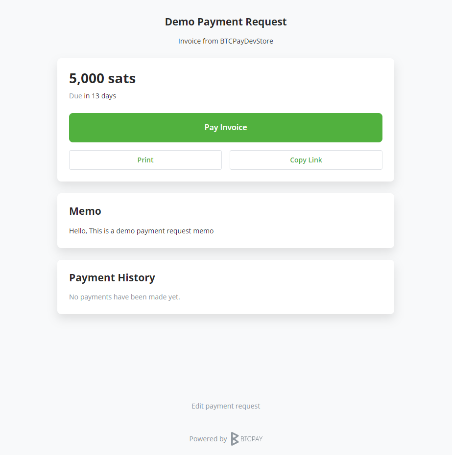 View New Payment Request