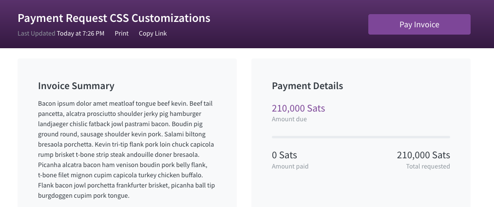 Customized Payment Request css