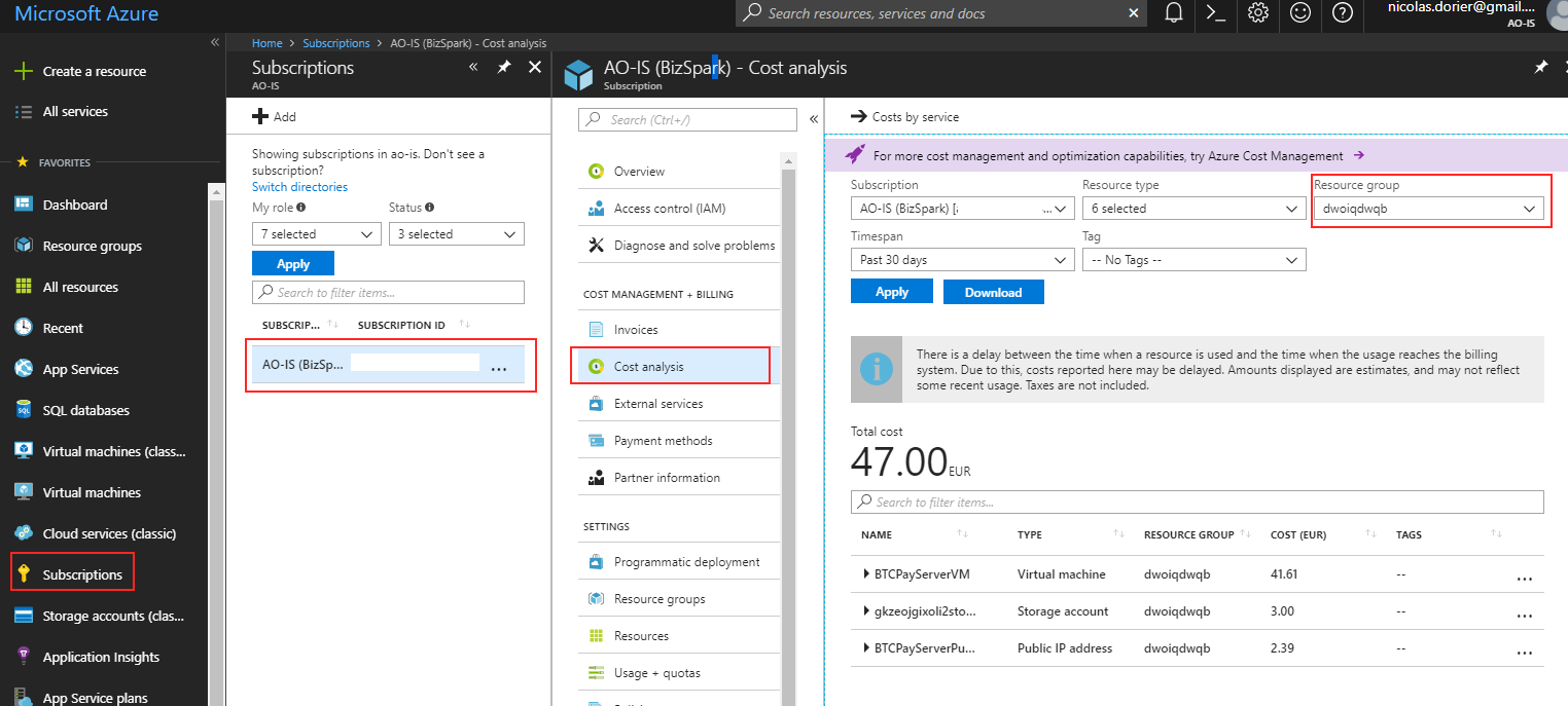 Show Cost Microsoft Azure