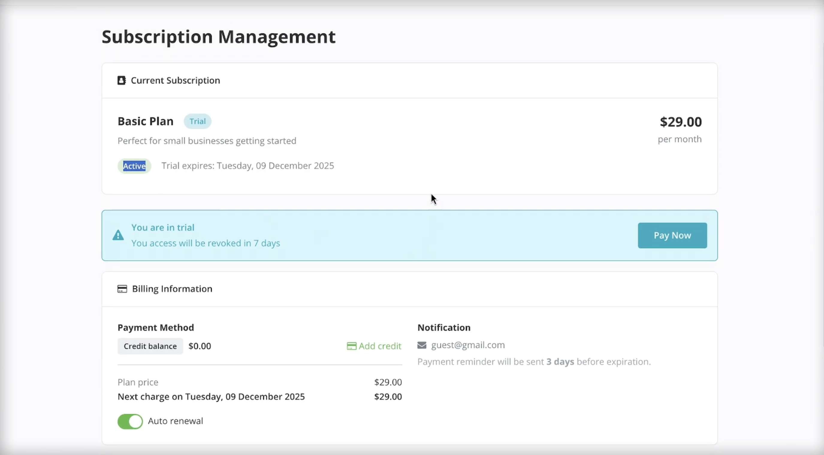 Creating a subscriber