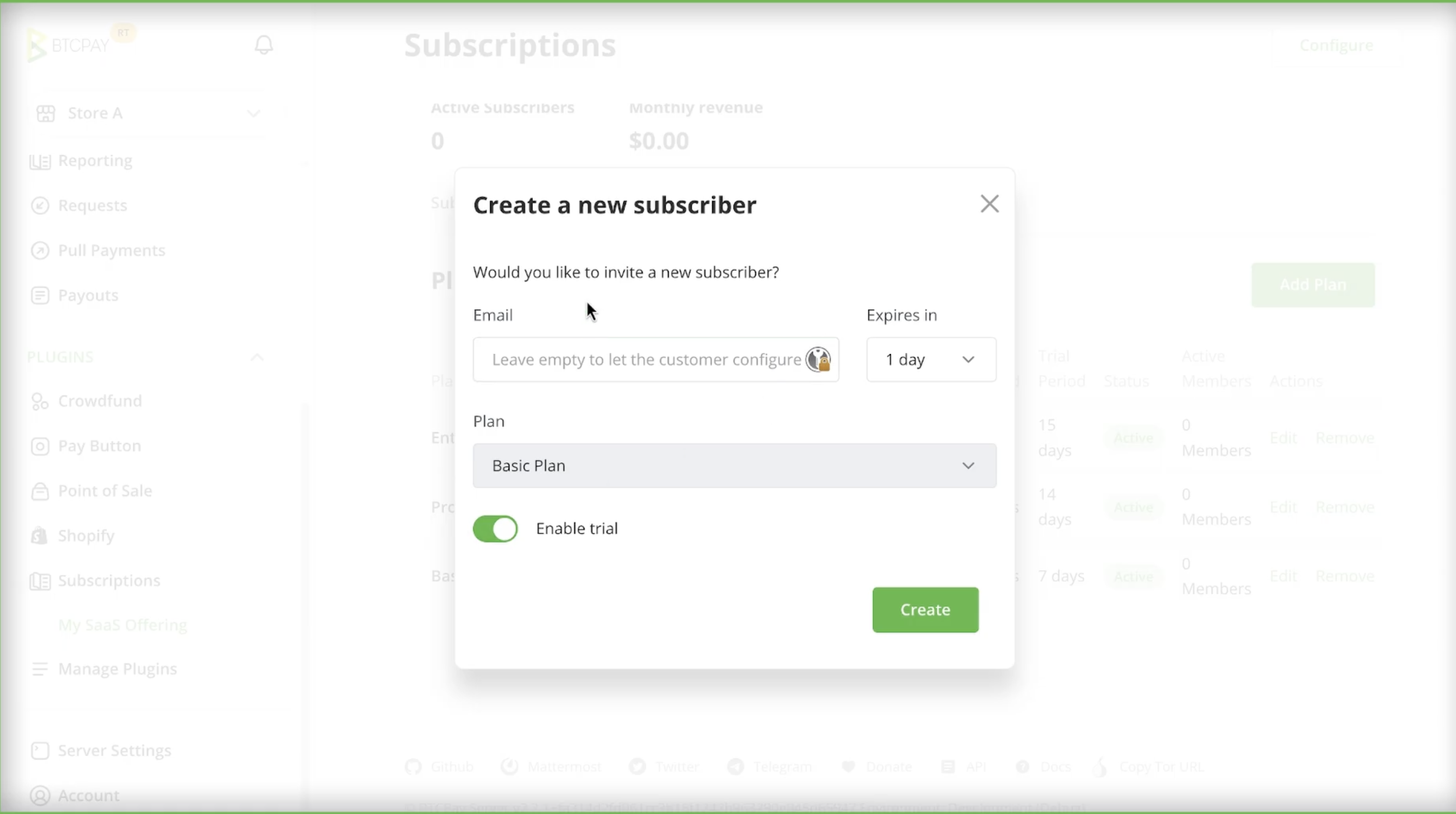 Creating a subscriber