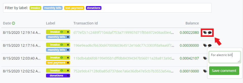 Custom Transaction Labels