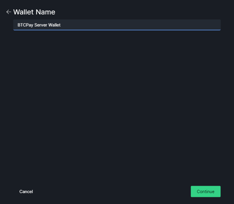 Wasabi Add Wallet Name