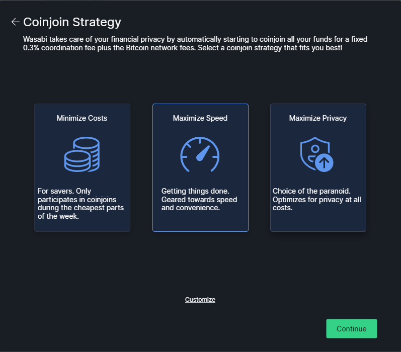 Wasabi Coinjoin Strategy