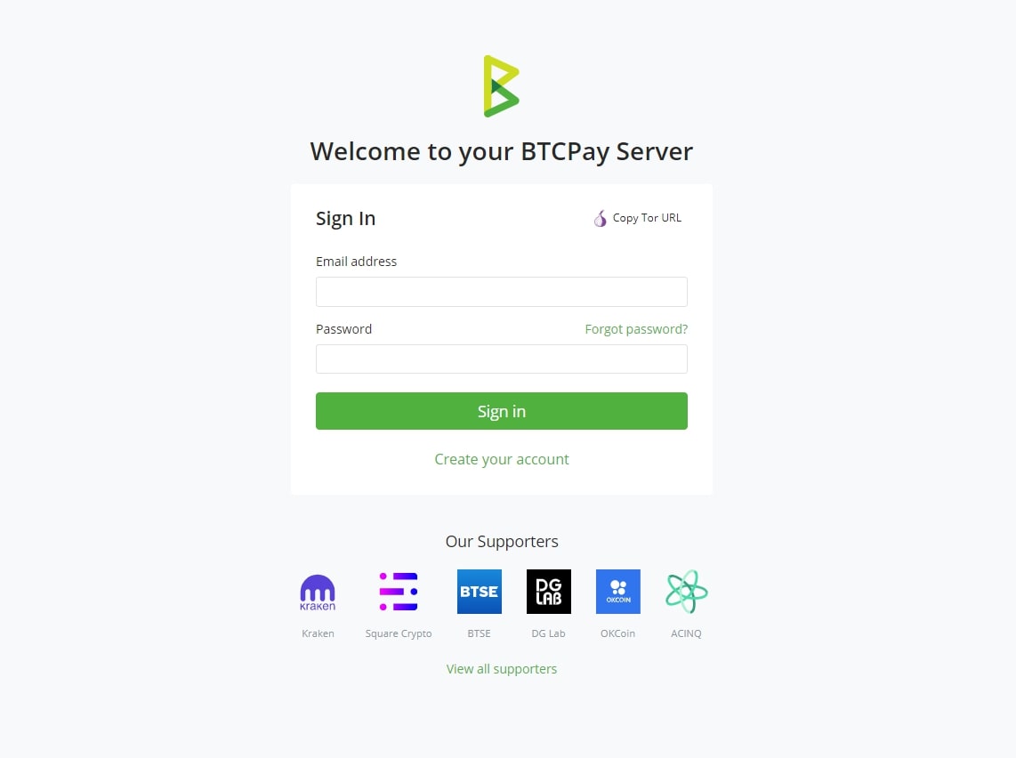 BTCPay Server registration