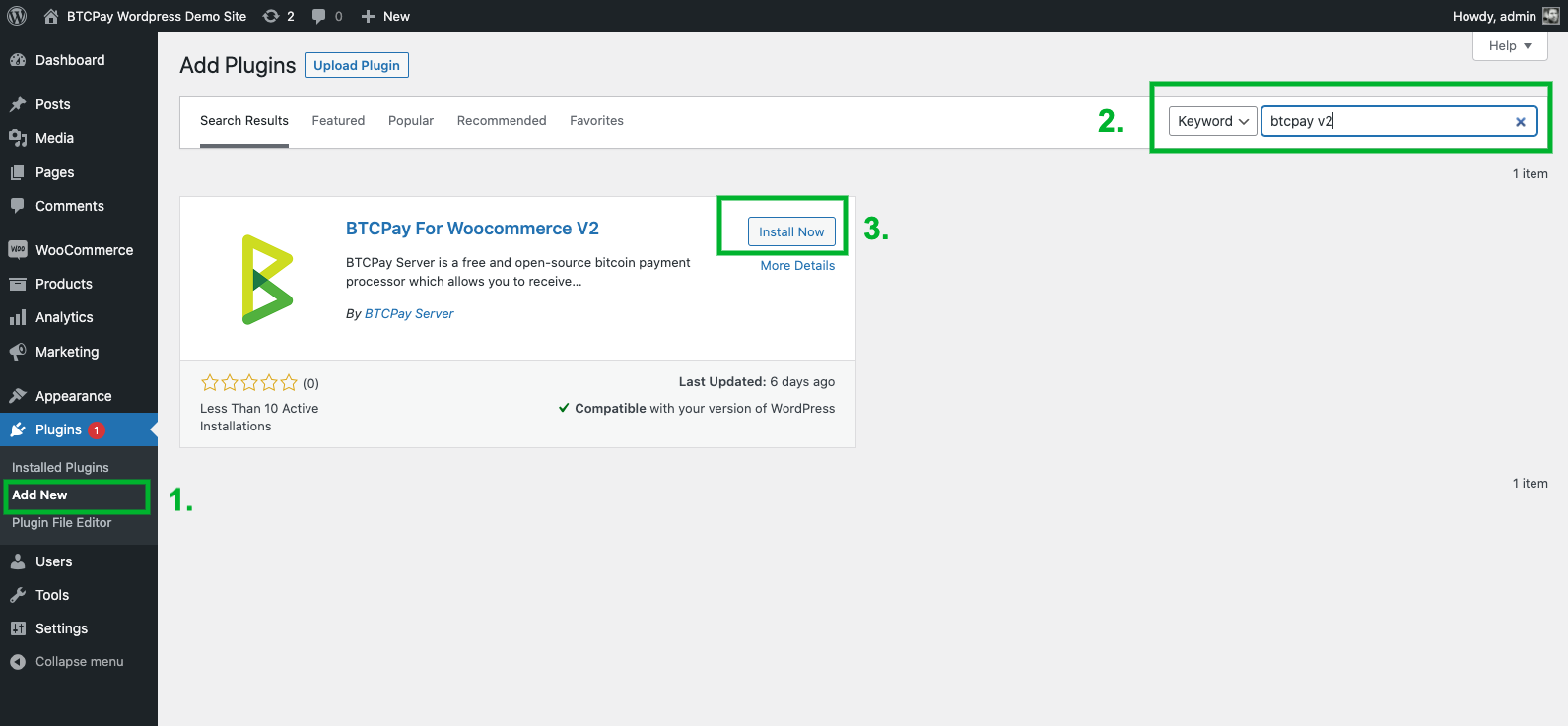 BTCPay WordPress V2: Plugin installation