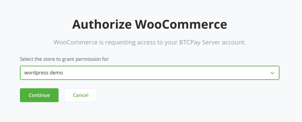 BTCPay WordPress V2: Select store