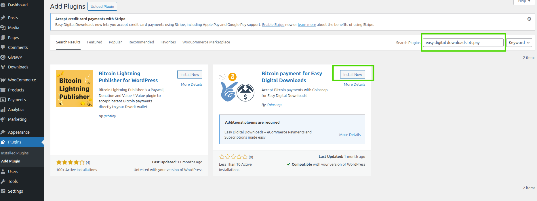 Bitcoin for EDD: Plugin installation