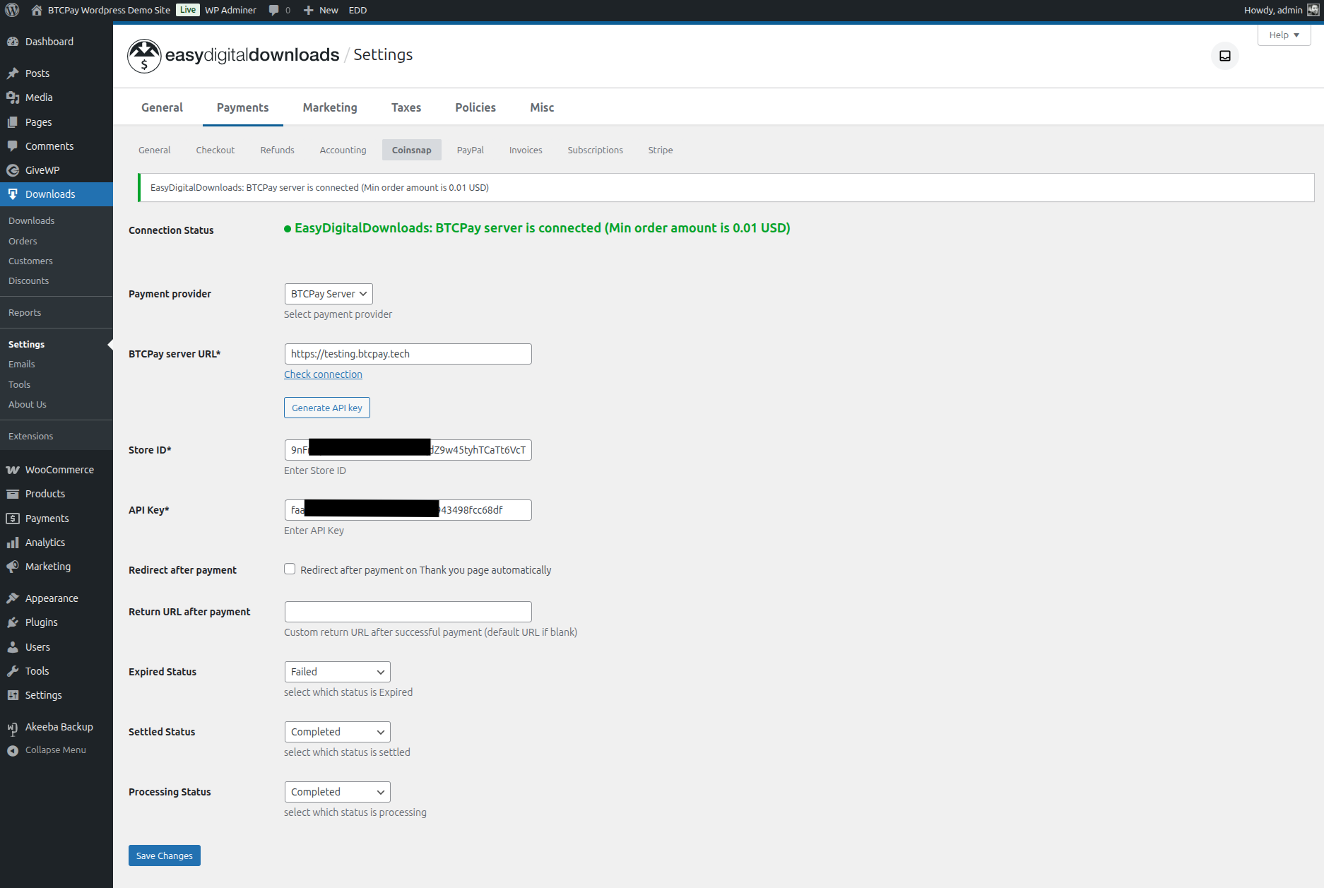 Bitcoin for EDD: Configure completed