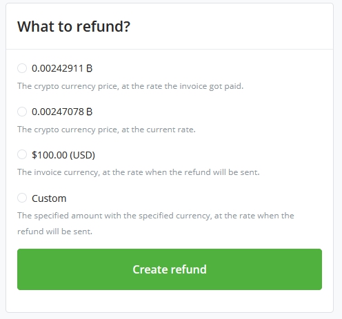 BTCPay Server refund feature