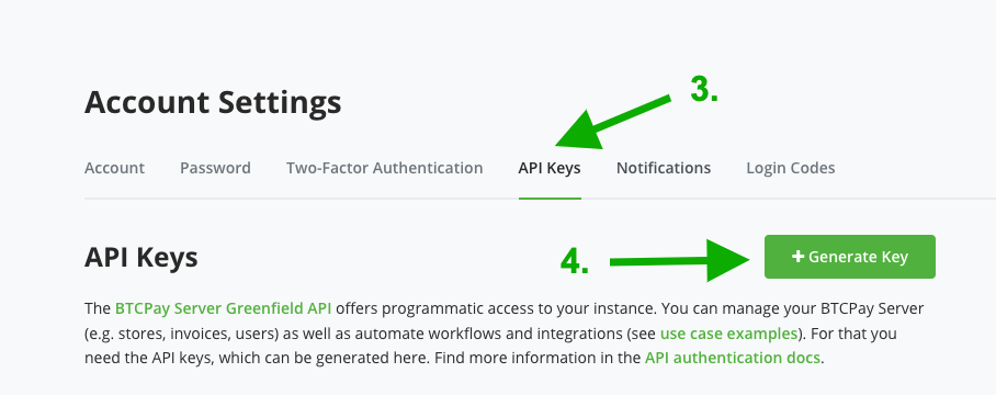 BTCPay OpenCart: API Keys overview