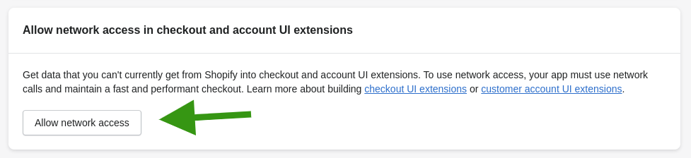 Shopify-App: Allow network access