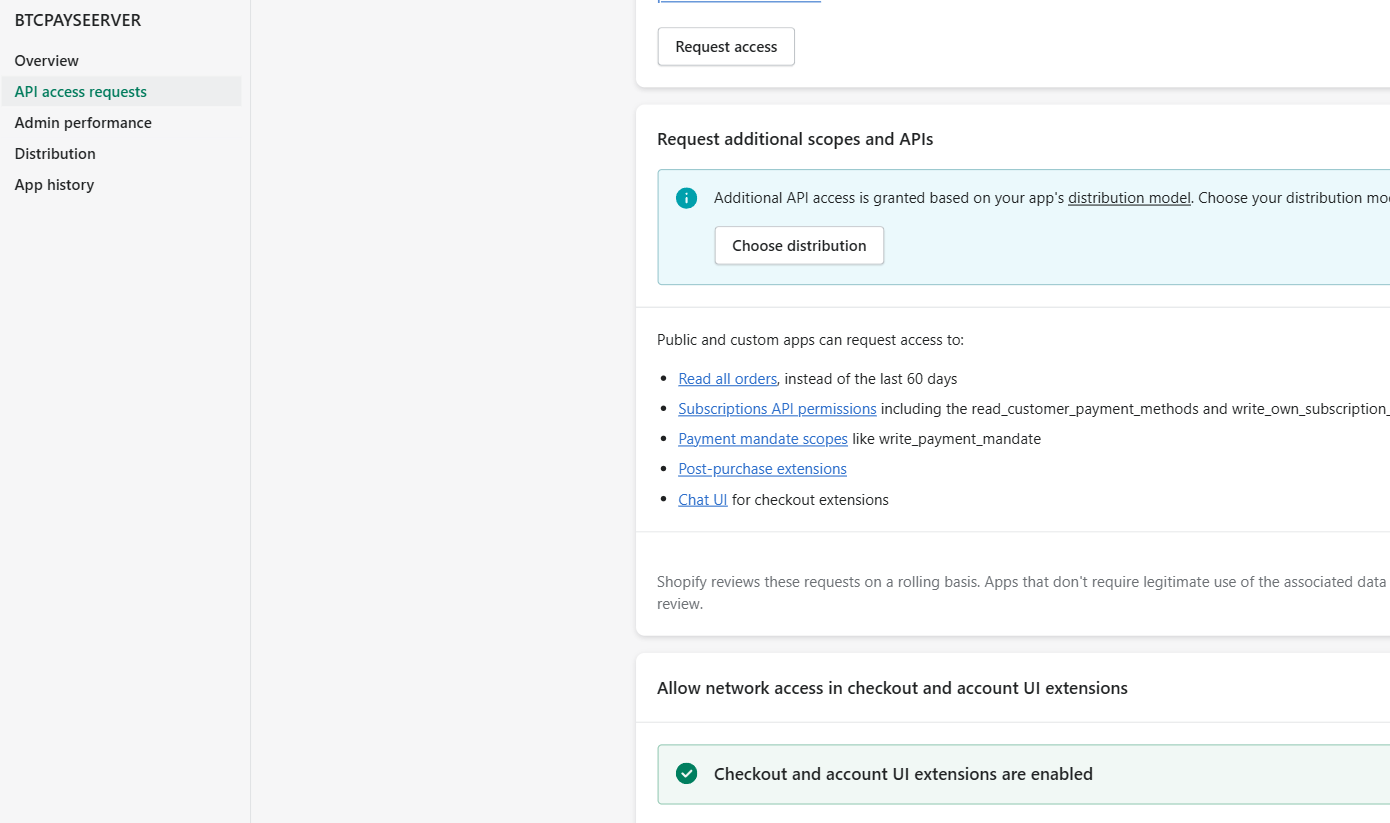Shopify-App: Partner app network access