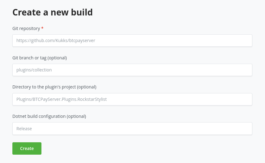 Plugin Builder: Create a new build