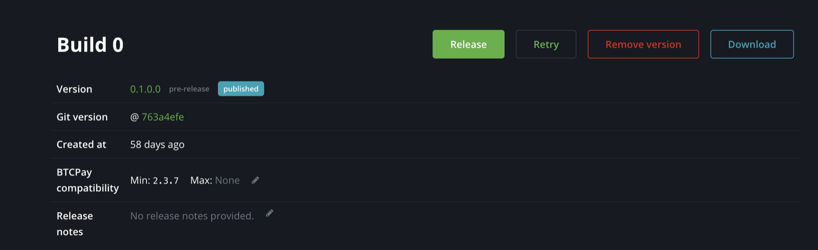Published pre-release build in the Plugin Builder