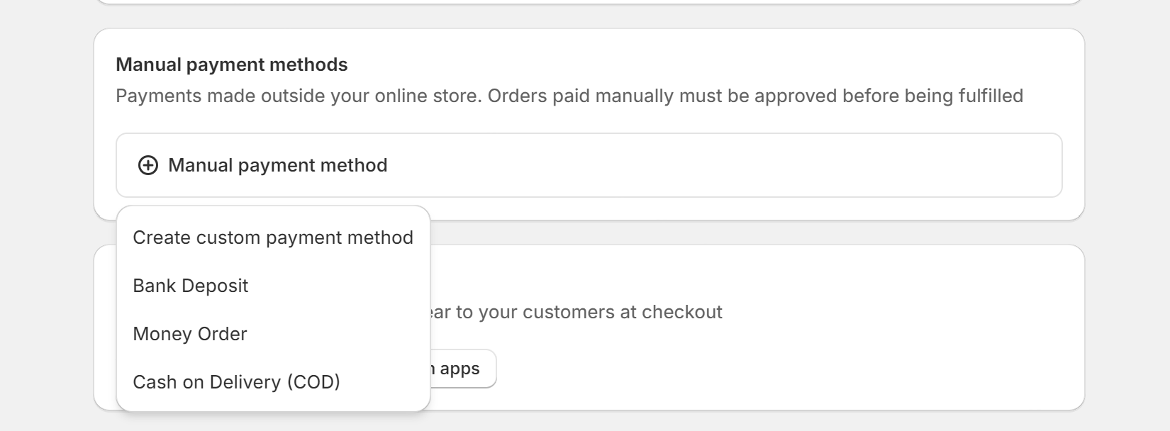 Create payment method step 1