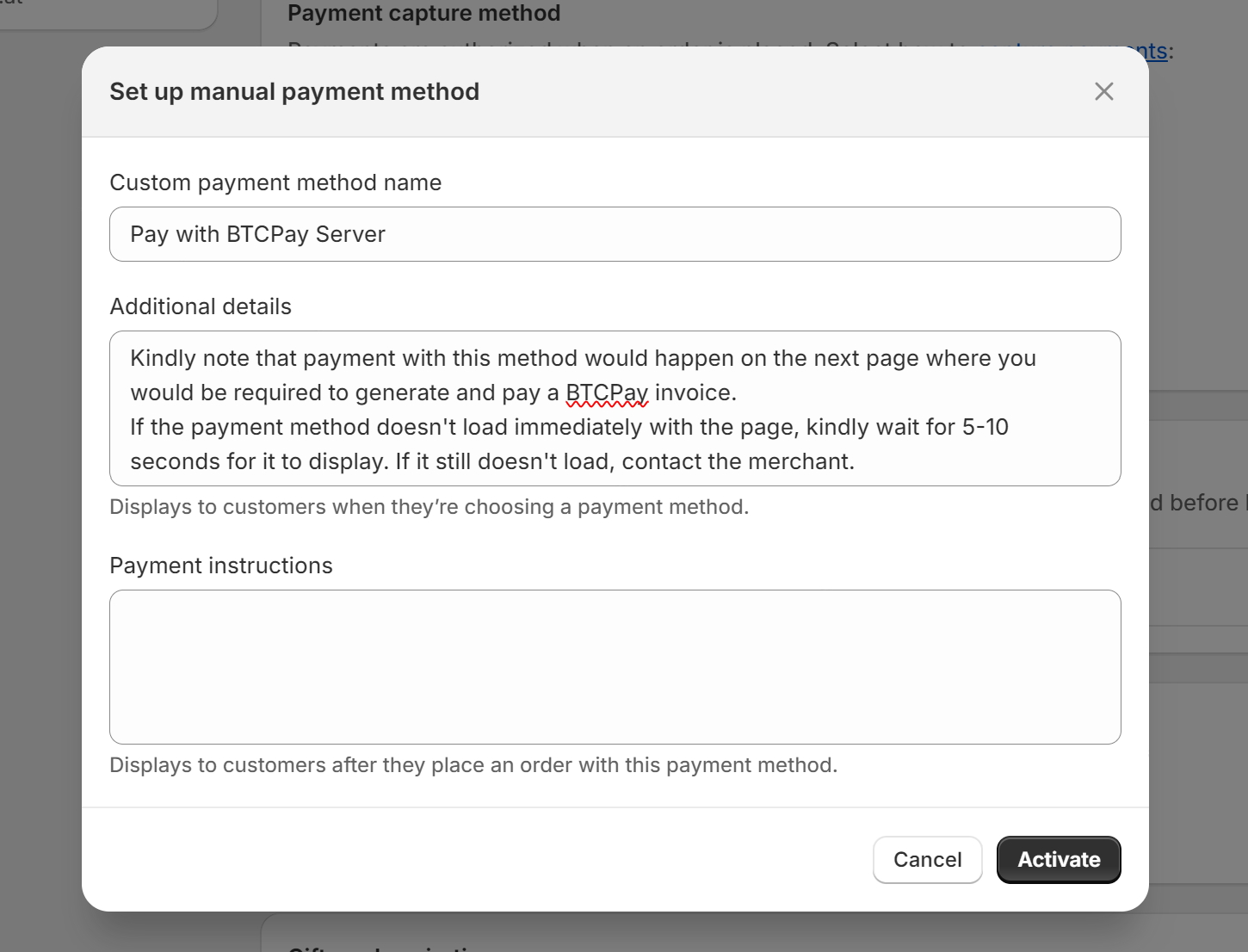 Create payment method step 2 and 3