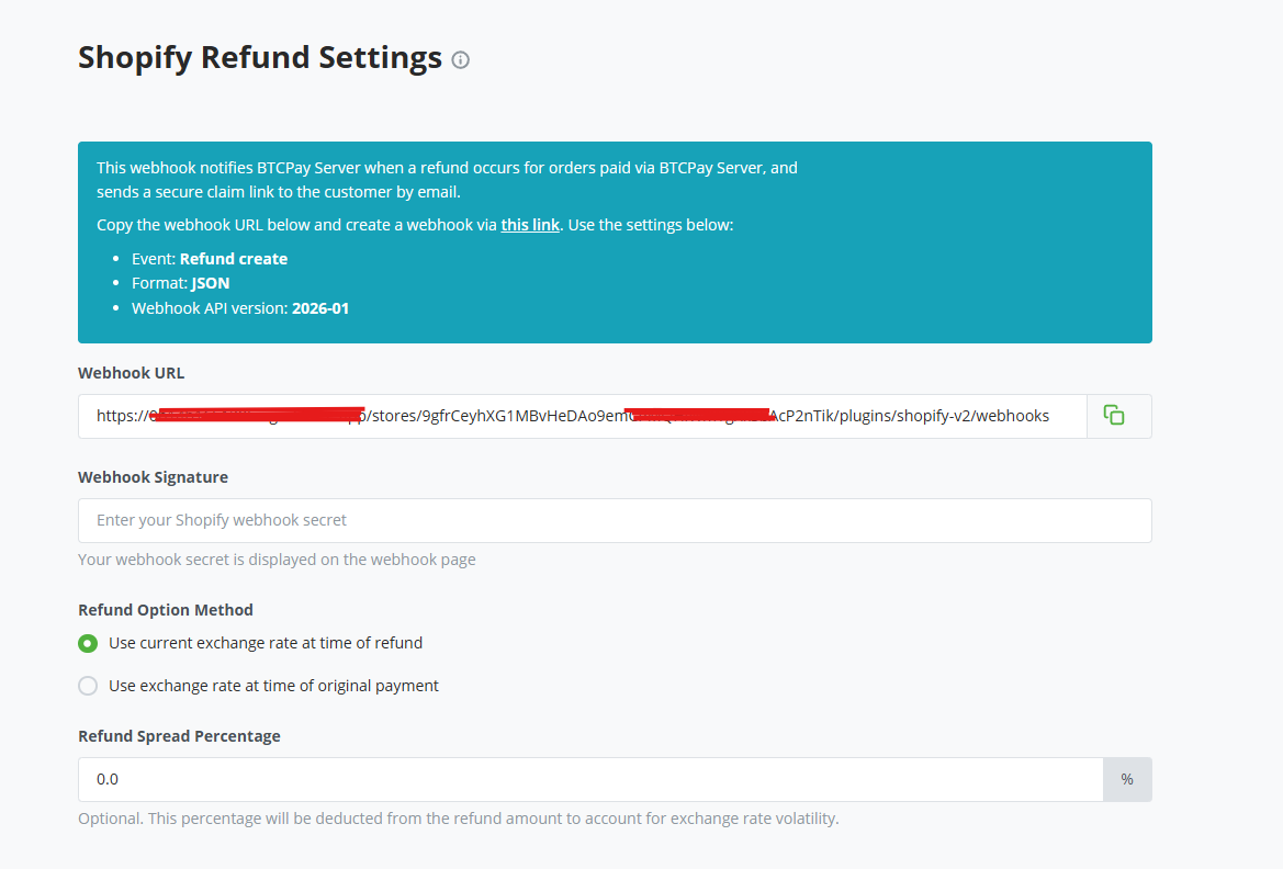 Shopify Plugin - Refunds settings